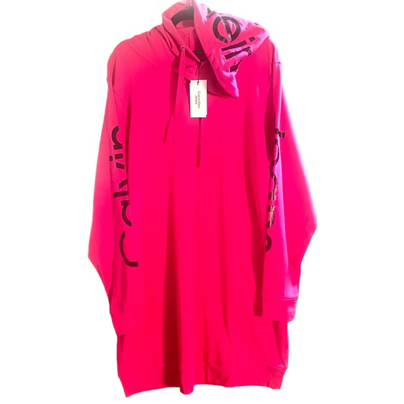 Calvin Klein hot pink logo hoodie dress size 1X - Picture 4 of 4